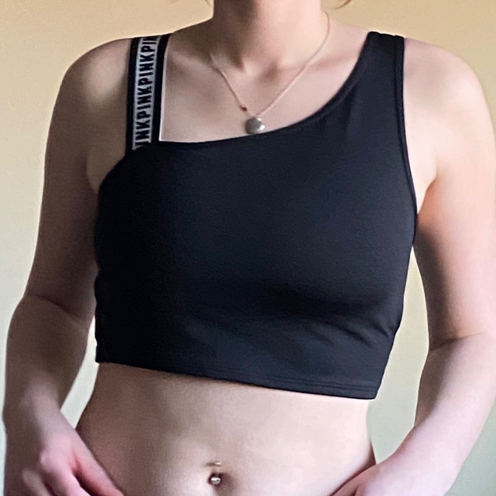 Black and white PINK crop top